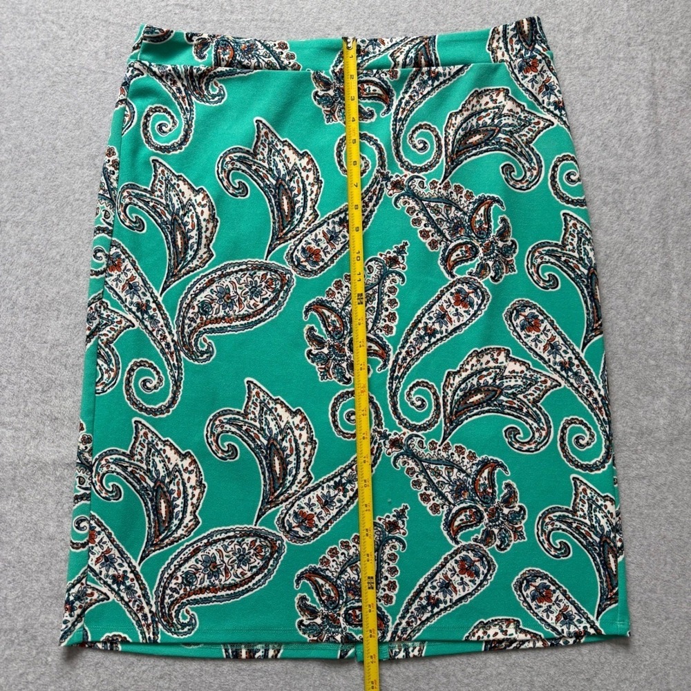 Sami & Jo Womens XL Teal Green Paisley Print Pencil Skirt Stretch Knee Length - Picture 9 of 10